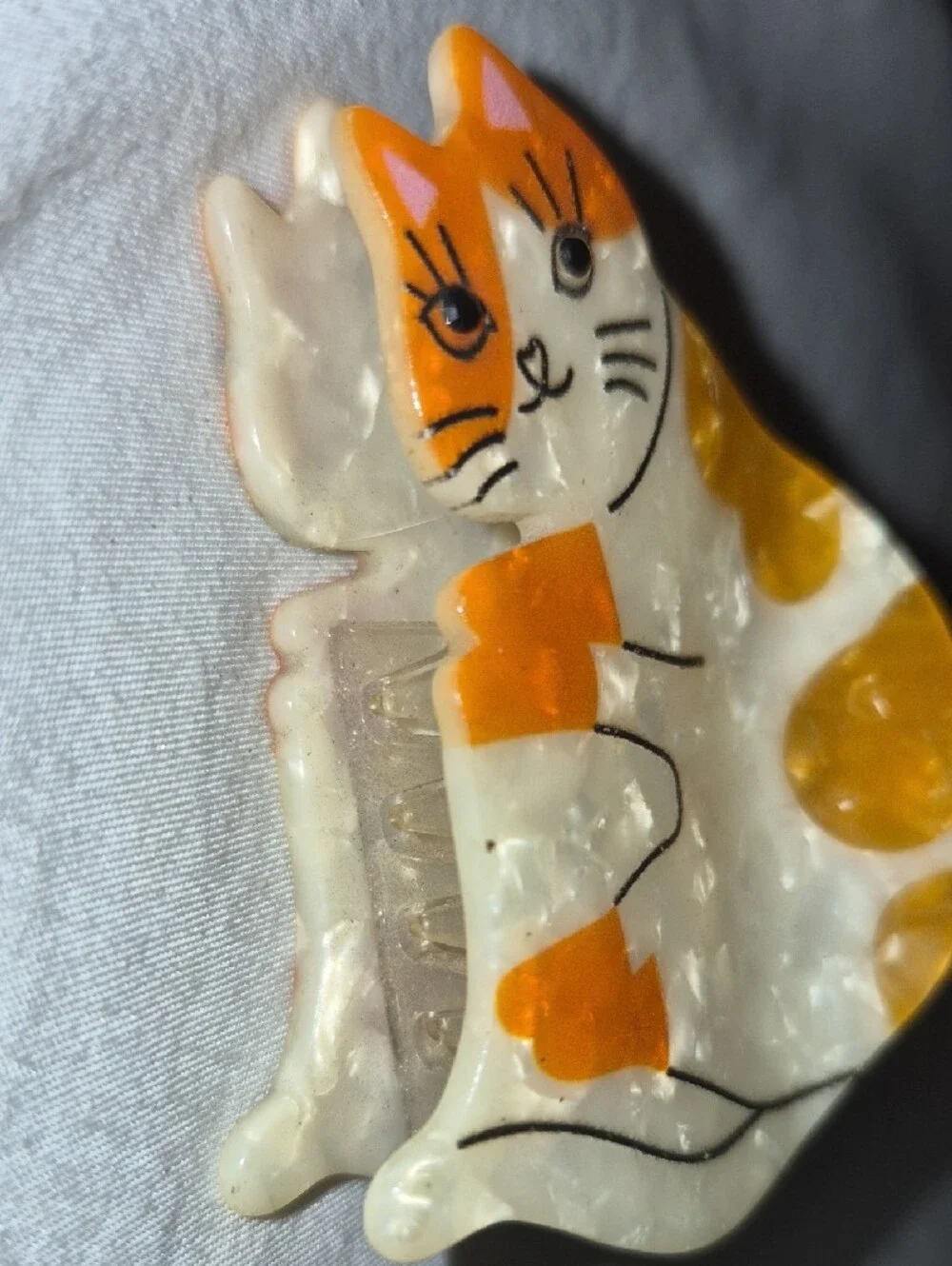 Unknown Brand Orange & White Cat Decorative Hair Clip